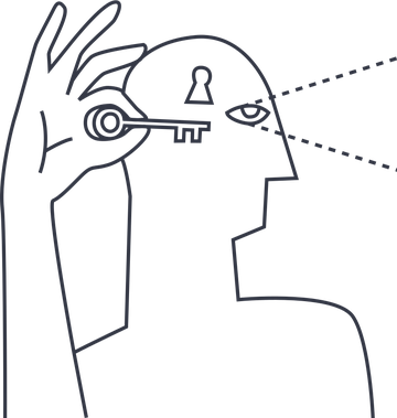 Key at a keyhole with a sight-line through it